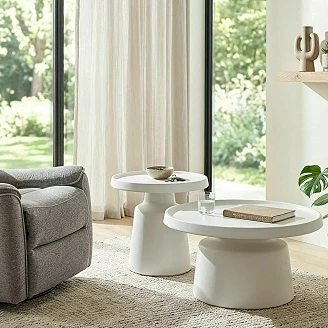 Set med Soffbord Ø50 & Ø70 cm Varelia Ljusgrå