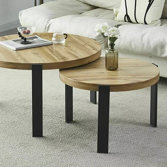 Set med 2 st Soffbord Valt Ek Artisan, Svart Ø80 cm