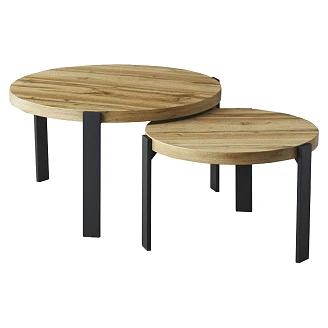 Set med 2 st Soffbord Valt Ek Artisan, Svart Ø80 cm