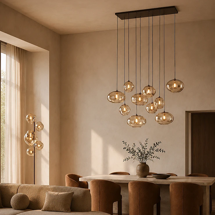 Golvlampa Hexa Elnovi Brun