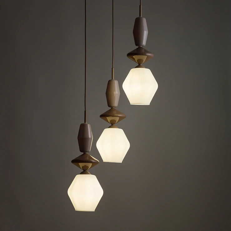 Hängande Lampa Trio Selvi Beige, Sabia Geometrisk