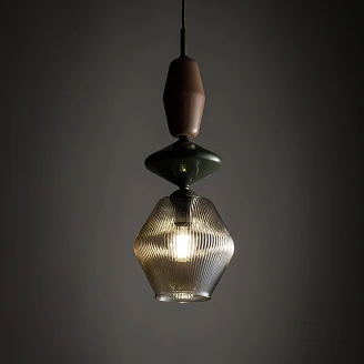 Hängande Lampa Trio Selvi Grön, Brun Geometrisk