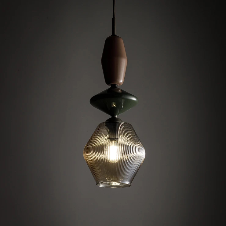 Hängande Lampa Trio Selvi Grön, Brun Geometrisk