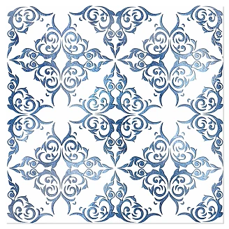 Kakel <strong>Tadelakt</strong>  Arabesk Blå Blank 20x20 cm
