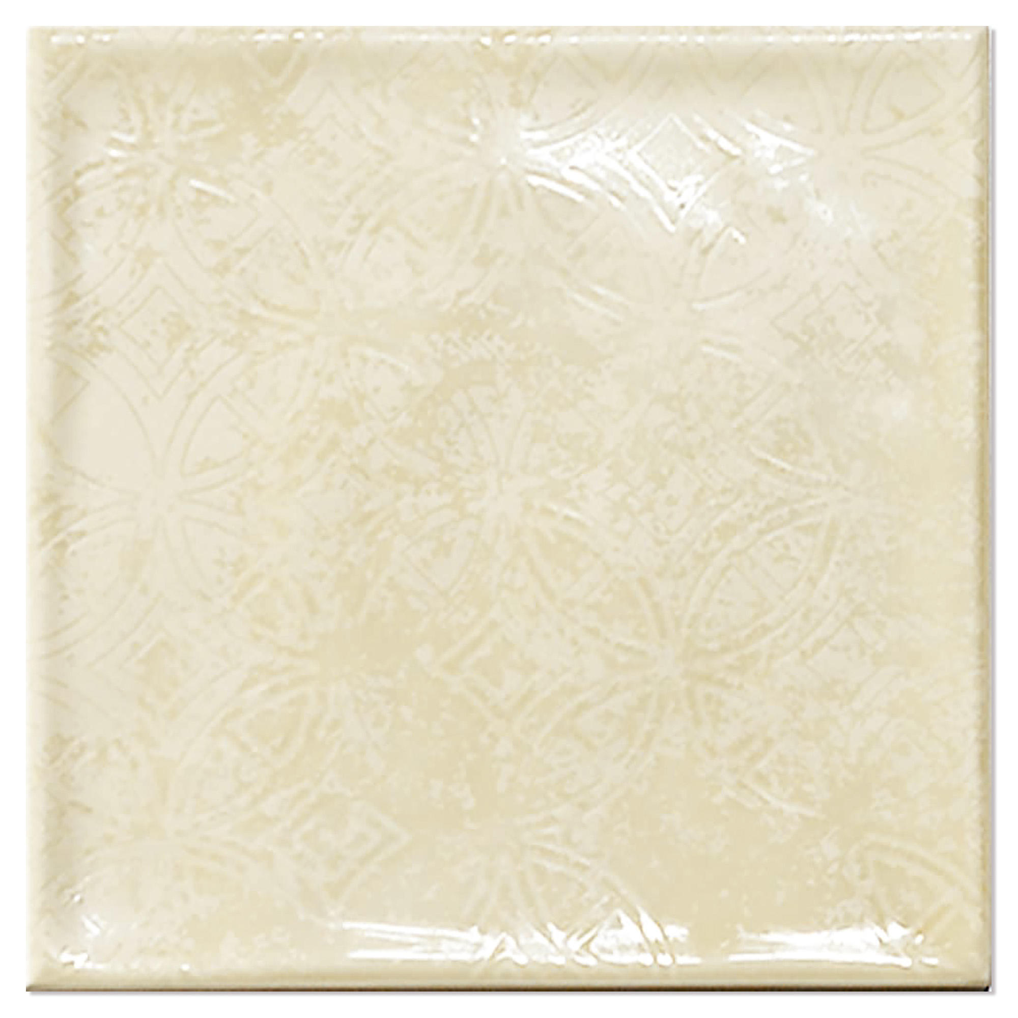 Kakel Smycke Pärlvit Blom Blank-Relief 15x15 cm