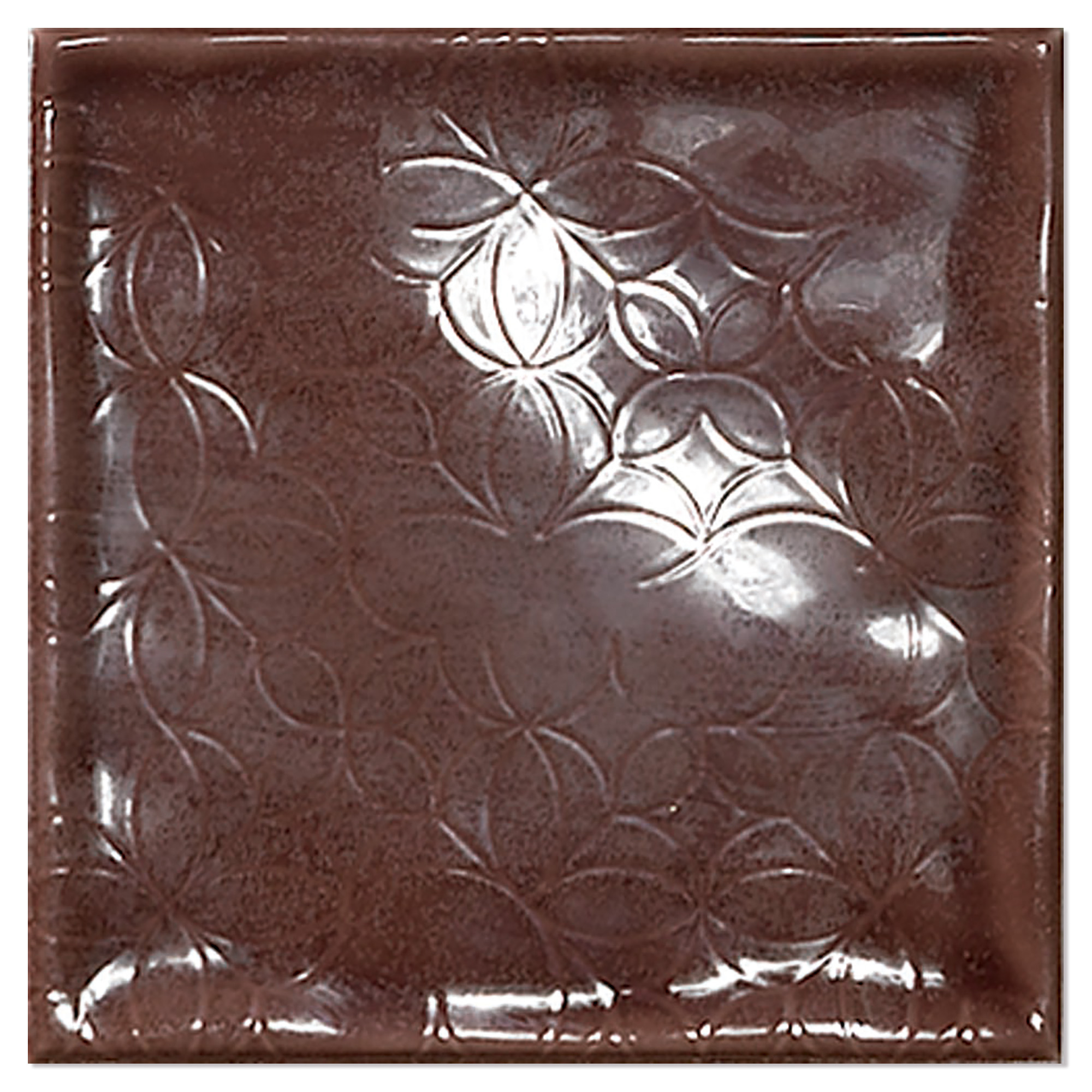 Kakel Smycke Mahogny Blom Blank-Relief 15x15 cm