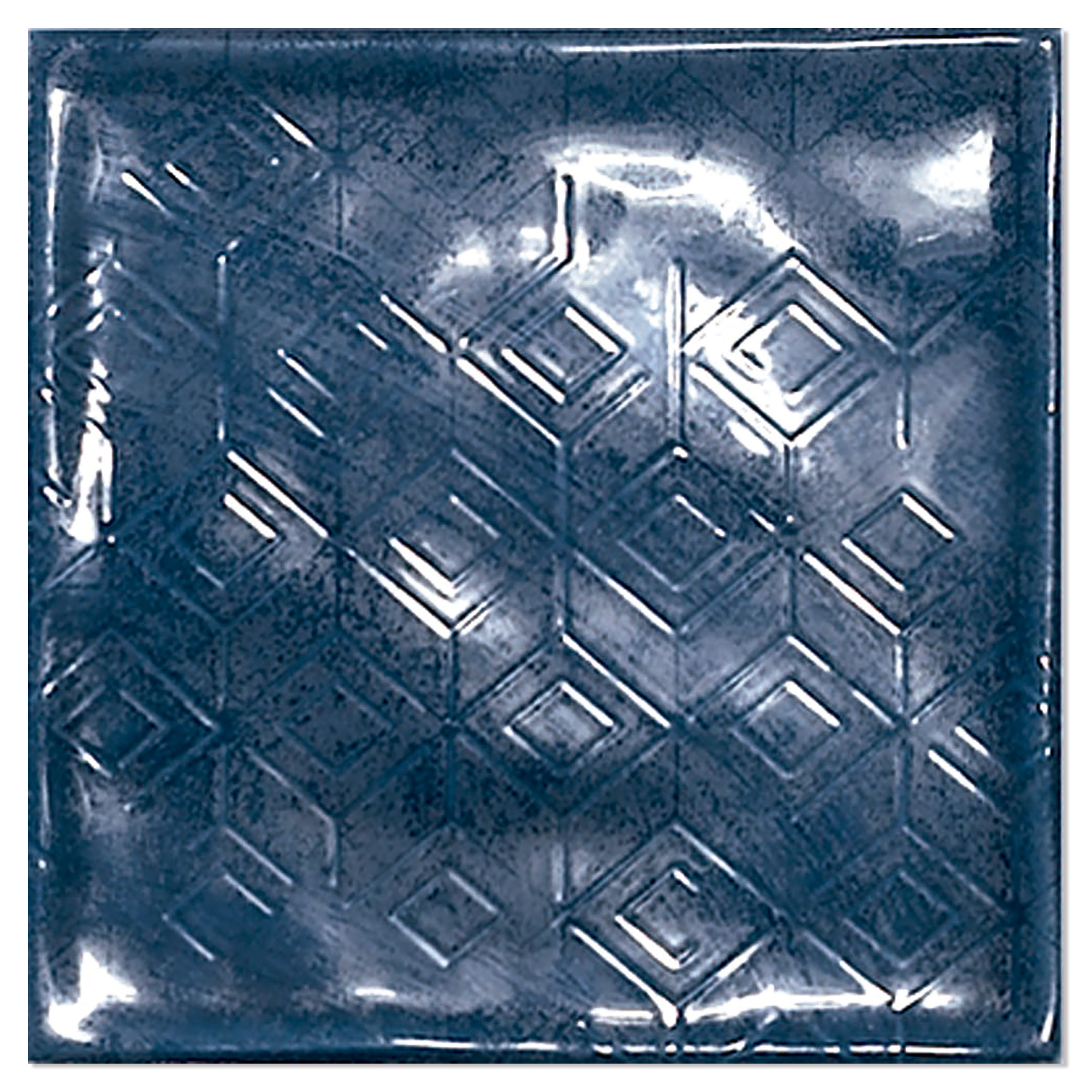 Kakel Smycke Mörkblå Blom Blank-Relief 15x15 cm