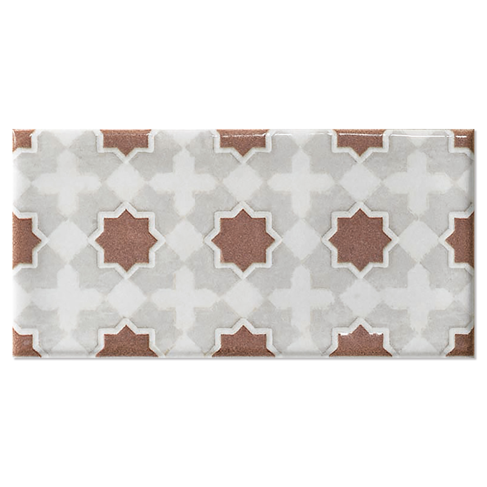Dekor Kakel Smycke Bård Stjärnrosett Blank 7.5x15 cm