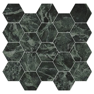 Marmor Hexagon Mosaik Klinker <strong>Bellora</strong>  Alpgrön Matt-Satin 30x30 cm