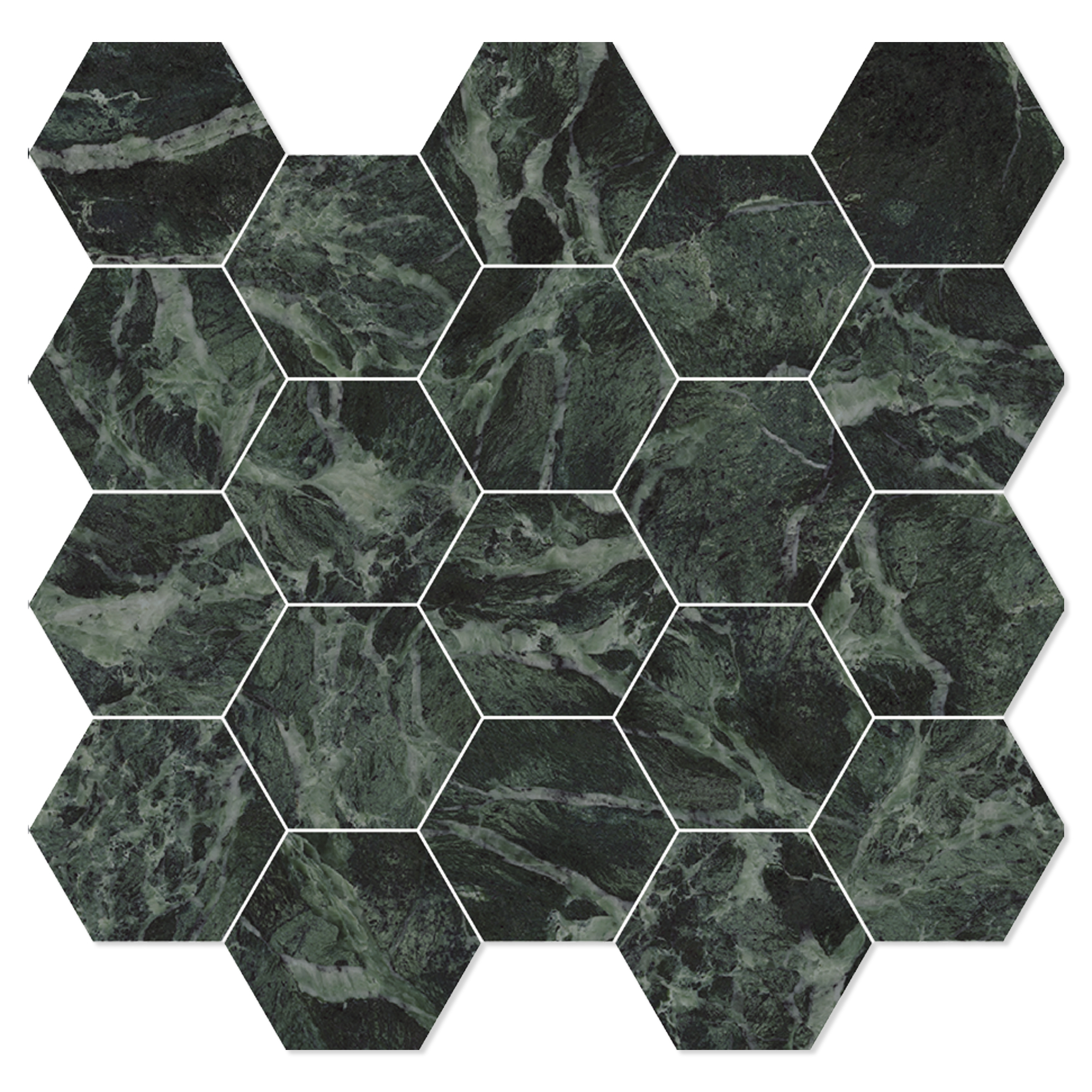 Marmor Hexagon Mosaik Klinker Bellora Alpgrön Matt-Satin 30x30 cm