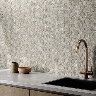 Unicomstarker Hexagon Mosaik Klinker Arenite Grigio Matt 25x26 cm