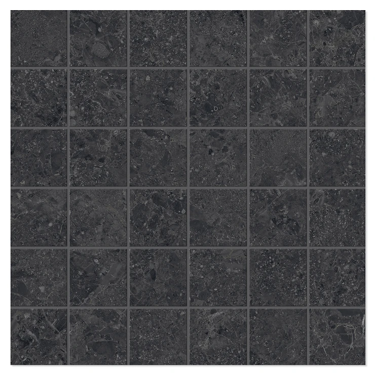Unicomstarker Mosaik Klinker Blooming Stone Thunder Black Matt 30x30 (5x5) cm