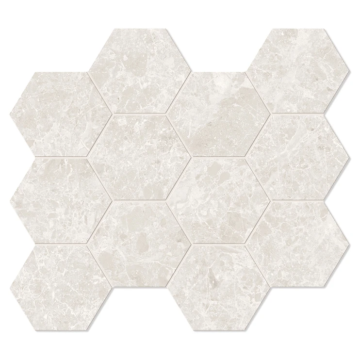 Unicomstarker Hexagon Mosaik Klinker Blooming Stone Alabaster White Matt 30x34 (11.2x9.7) cm