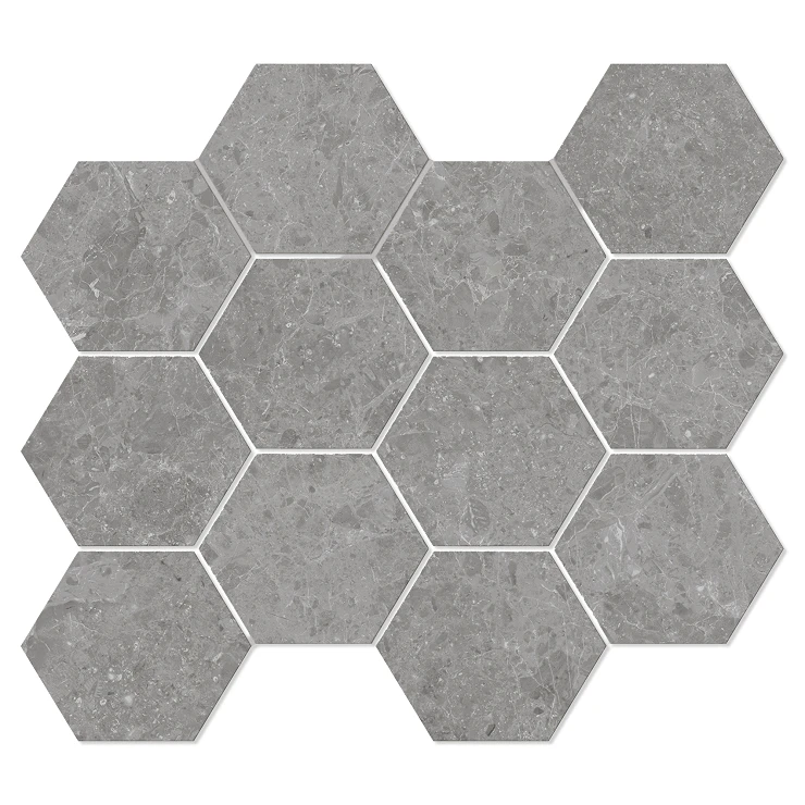 Unicomstarker Hexagon Mosaik Klinker Blooming Stone Misty Grey Matt 30x34 (11.2x9.7) cm
