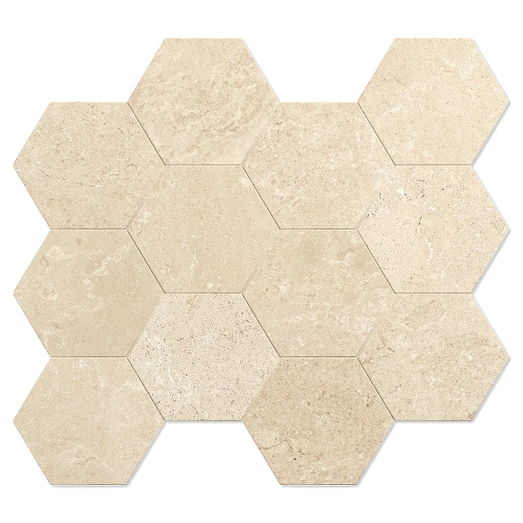 Unicomstarker Hexagon Mosaik Klinker Chateaux Beige Matt 30x34 (11.2x9.7) cm