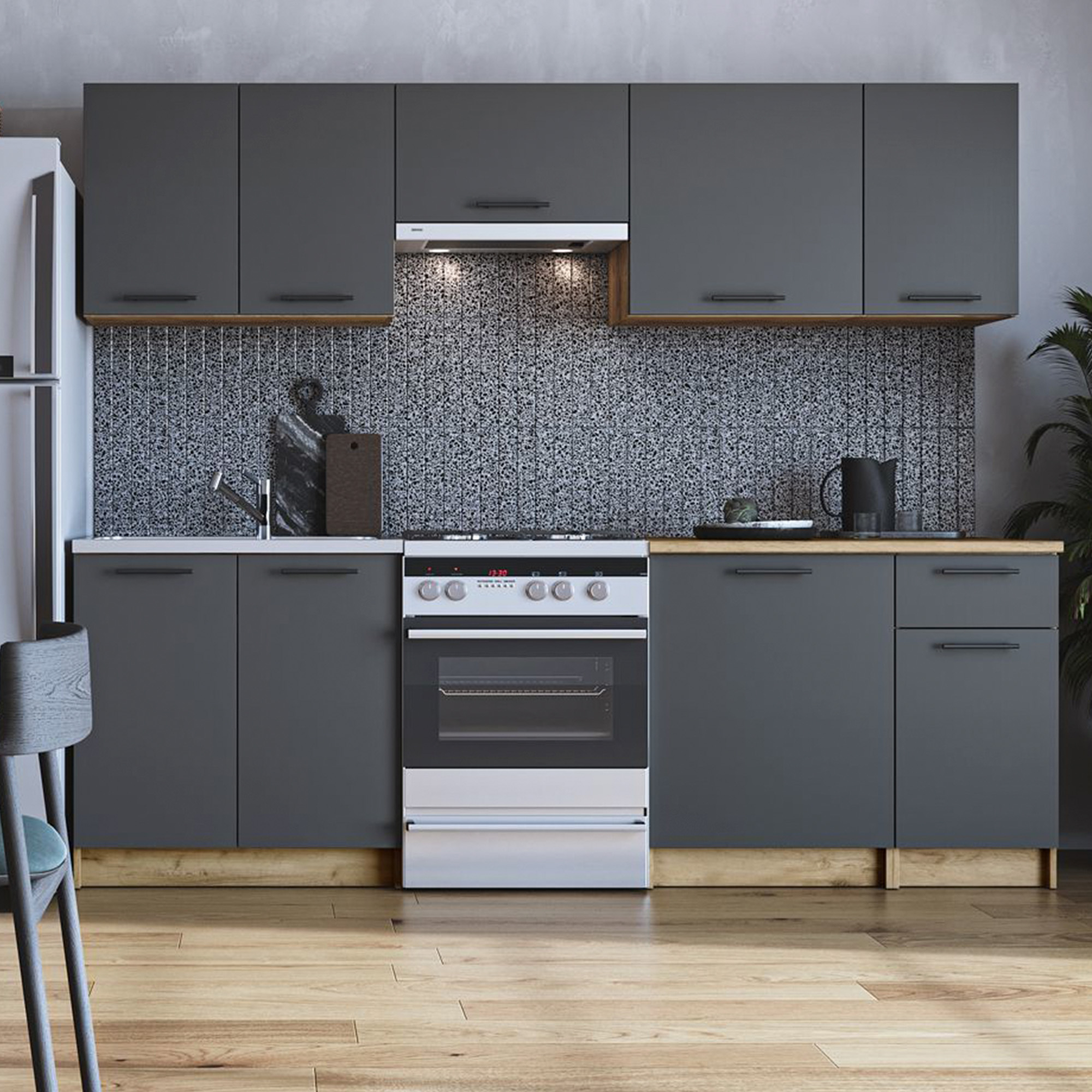 Kök Vence Ek Craft/Antracit 240 cm med Bänkskiva
