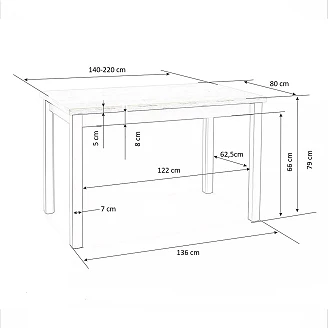 Matbord Utdragbart <strong>Tindrax</strong>  Hantverks Ek 140x80 cm