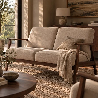 Soffa Genox Beige, Mörk Valnöt 77x120 cm