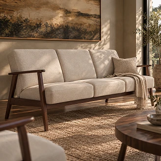 Soffa Genox Beige, Mörk Valnöt 77x175 cm