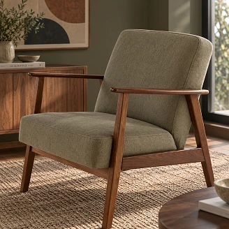 Fåtölj <strong>Genox</strong>  Oliv, Mörk Valnöt 77x65 cm