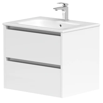 Badrumskommod Norrvi Vit Matt 60 cm med Handfat Vit Blank
