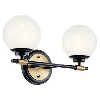Kichler Vägglampa Duo Benno Svart, Champagnebrons