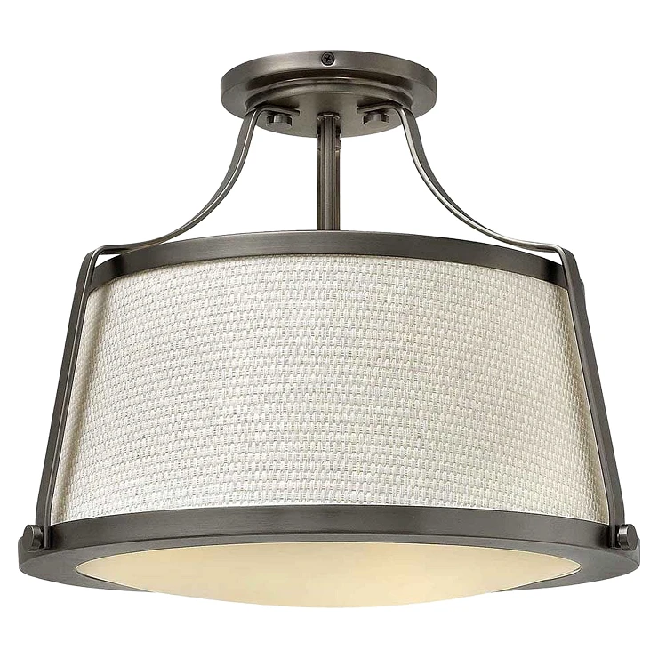 Hinkley Taklampa Trio Charlotte Beta Antik Nickel, Linneskärm
