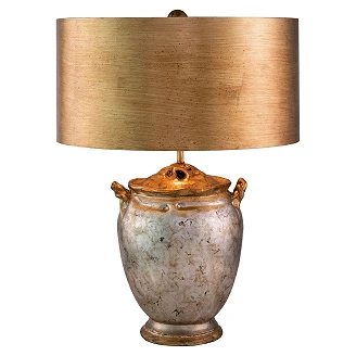 Flambeau Bordslampa Jackson Beta Antikiserat Silver, Guldblad