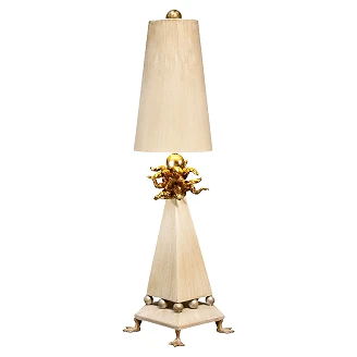 Flambeau Bordslampa Leda Beta Krämfärgad Patina, Guldblad