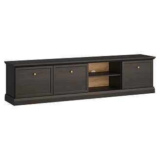 TV-Bänk Halma Svart Grafit, Hantverksek 39.5x206 cm