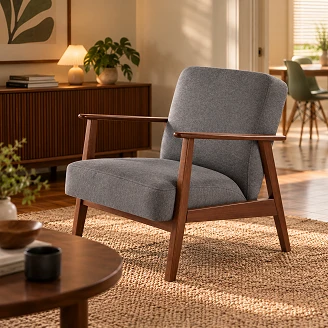 Fåtölj Genox Grå, Mörk Valnöt 77x65 cm