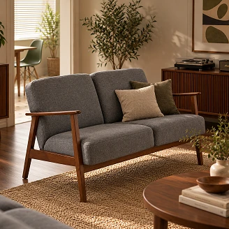 Soffa Genox Grå, Mörk Valnöt 77x120 cm