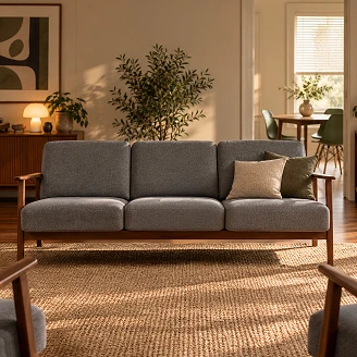 Soffa Genox Grå, Mörk Valnöt 77x175 cm