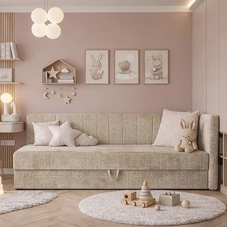 Bäddsoffa Luvanor Beige med Förvaring