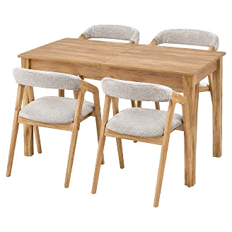 Matgrupp med Bord Hantverks Ek 100x60 cm & 4 Stolar Naturlig Ek Ivex