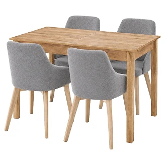 Matgrupp med Bord Hantverks Ek 135x60 cm & 6 Stolar Grå, Sonoma Ek Ivex