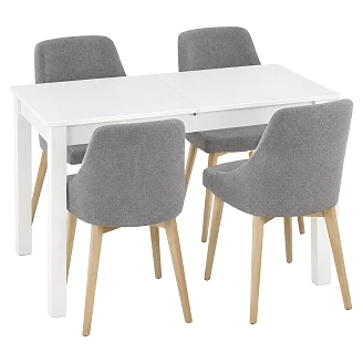 Matgrupp med Bord Vit 100x60 cm & 4 Stolar Grå, Sonoma Ek Ivex