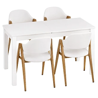 Matgrupp med Bord Vit 100x60 cm & 4 Stolar Vit Ivex