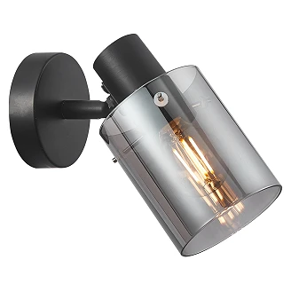 Vägglampa Lunessa Nedåt Rök, Svart Blank