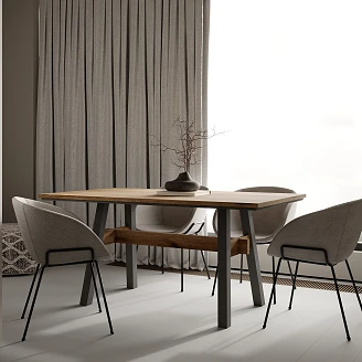 Matbord Livora Flagstaff Dark, Svart 90x160 cm