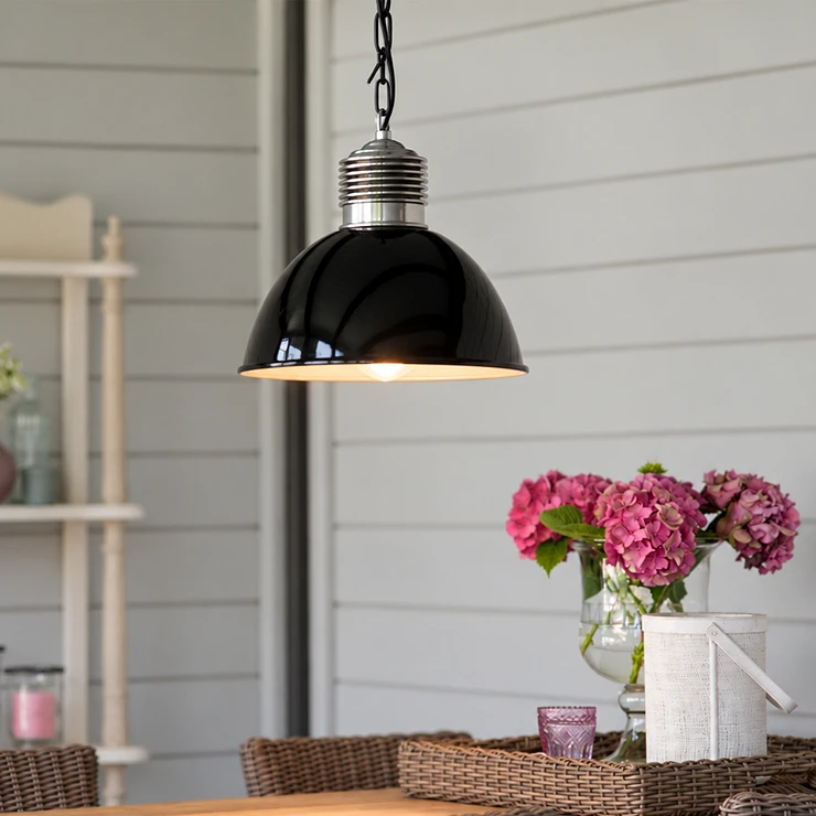 KS Verlichting Hängande Lampa Loft Högblank Svart Ø33 cm