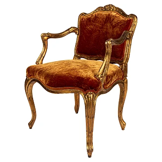 Fåtölj Viola Orange, Guld Silkesvelour
