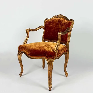 Fåtölj Viola Orange, Guld Silkesvelour