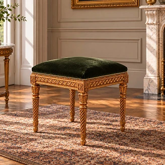 Sittpuff Lucien Grön, Guld Silkesvelour