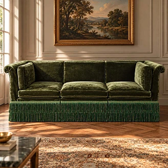 Soffa Element Hörn Sabine Grön Silkesvelour