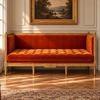 Soffa Colette Mörkorange Silkesvelour