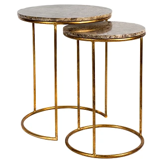 Set med Soffbord Ø35 & Ø45 cm Evelina Guld, Svart