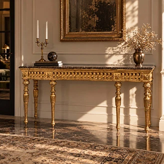 Konsolbord Ossira Guld, Svart 41x182 cm
