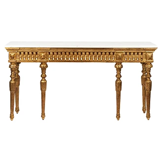 Konsolbord Ossira Guld, Vit 41x182 cm