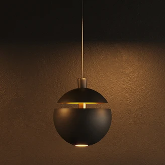 Hängande Lampa Järna Svart, Guld V2